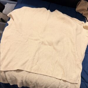 Cream Ribbed Knit Women's Sweater